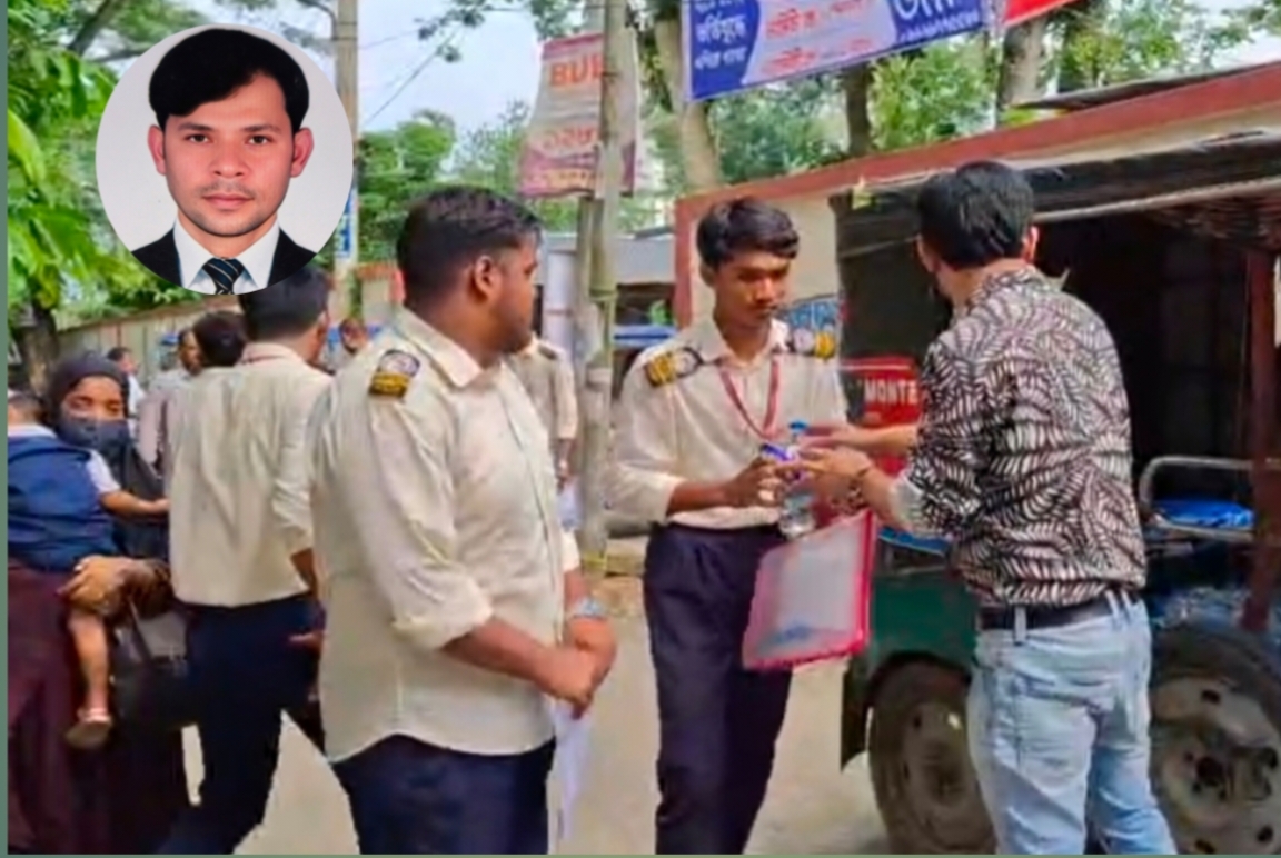 নড়িয়ায় শেখ ইয়াসিনের উদ্যোগে দুই শতাধিক এইচএসসি পরীক্ষার্থীদের মাঝে পানি ও বিস্কুট বিতরণ
